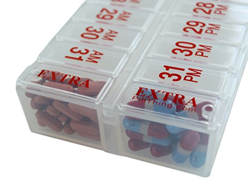 Twice-a-Day Monthly Large Pill Organizer Set - AM/PM Medication Organizer Box Set Contains 2 Organizers. *New Stay-Tight LIDS. BPA Free