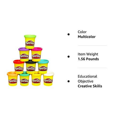 Play-Doh Modeling Compound 10-Pack Case of Colors, Non-Toxic, Assorted, 2 oz. Cans, Ages 2 and Up, Multicolor (Amazon Exclusive)