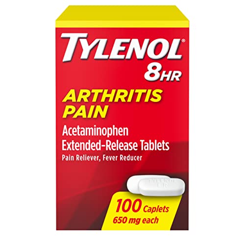 Tylenol 8HR Arthritis Pain Relief Caplets, 650 mg Acetaminophen Pain Relief Pills for Minor Arthritis Pain & Joint Pain, Fever Reducer, Oral Pain Reliever for Joint Pain; 100 ct.; Pack of 1