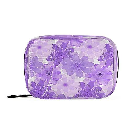 Kigai Purple Floral Pill Case, Portable Weekly Daily Pill Case Bag Organizer with Zipper for Vitamins Medicine Supplements Travel Family Business