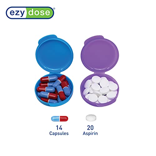 EZY DOSE Daily Round, Portable Pill and Vitamin Containers, Assorted, 2 Count