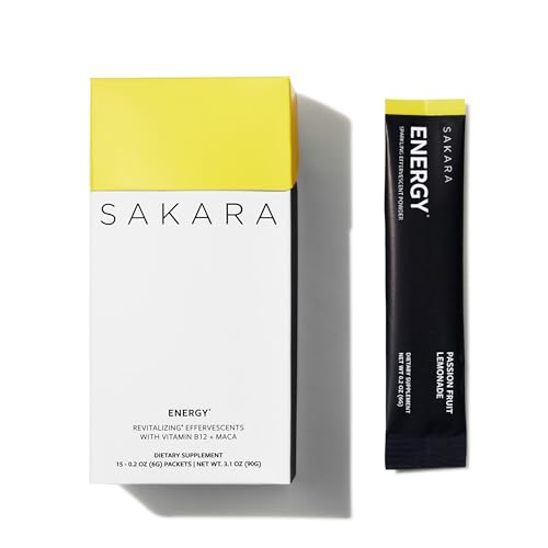 SAKARA Effervescent Powder | Energy Supplement | Passion Fruit Lemonade | On-The-Go Energy Drink | 15-count | 3.1 oz