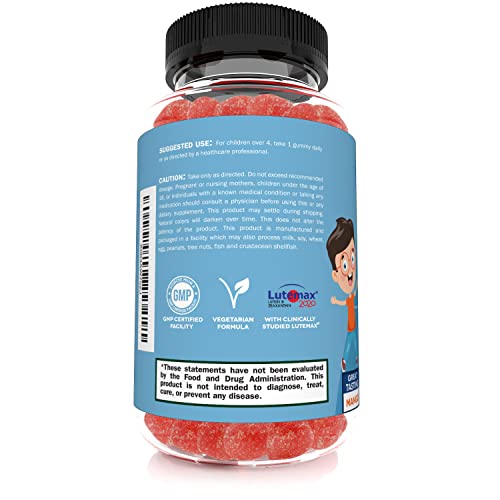 Sunergetic Premium Eye Support Gummies for Kids - Lutein with Zeaxanthin Supports Overall Eye Health, Vision & Macular Health - Lutein & Zeaxanthin Gummies with Lutemax 2020-60 Gummies