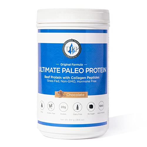 Ultimate Paleo Protein Powder | Premium Grass Fed Beef Protein with Collagen Peptides | Paleo Friendly, Gluten Free, Keto Friendly, No Artificial Sweeteners or Preservatives - Chocolate, 30 Servings