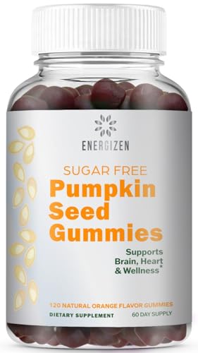 Pumpkin Seed Gummies - Natural Orange Flavor, Sugar-Free, Vegan, Non-GMO - 120 Gummies for Hair Growth, Bladder & Urinary Tract Support, and Young Skin - Gluten-Free Dietary Supplement 4,000mg