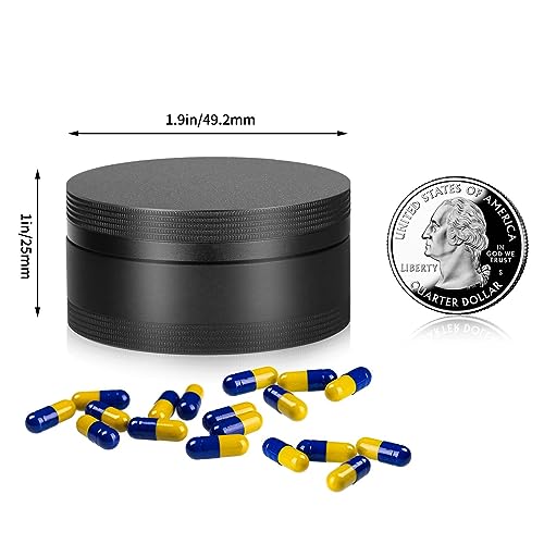 Portable Pill Case Pill Box Daily - Waterproof Single Metal Pill Organizer for Pocket Purse, Aluminium Alloy Round Daily Medicine Container to Hold Vitamins, Fish Oil Medium Size