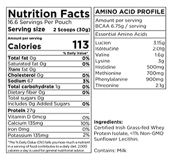 Centenarius Nutrition Grass Fed Whey Protein Powder Isolate with Natural Amino Acids for Optimized Muscle Growth, Recovery & Efficiency - Cold-Filtered, No Additives or Hormones - Unflavored