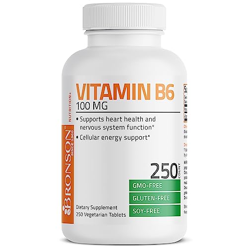 Vitamin B6 100 mg Premium Vitamin B6 Supplement – Promotes Protein Metabolism and Immune Function - 250 Tablets