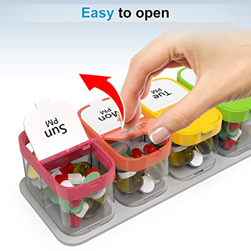 Extra Large Weekly Pill Organizer - XL Daily Pill Box - 7 Day Am Pm Jumbo Pill Case/Container for Supplements Big Pill Holder Twice A Day Oversized Daily Medicine Organizer for Vitamins