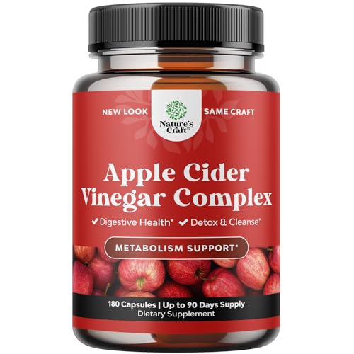 Cleansing Apple Cider Vinegar Capsules - ACV Deep Cleanse and Detox Pills for Gut and Digestive Health with Slimming Cayenne - Extra Strength ACV for Hunger Gut Cleanse and Full Body Detox 180 Count