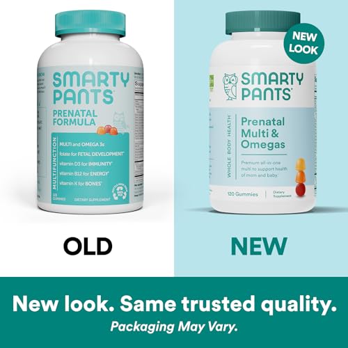 SmartyPants Prenatal Vitamins for Women with DHA and Folate - Daily Gummy Multivitamin: Vitamin C, B12, D3, Zinc for Immunity & Omega 3 Fish Oil, 120 Count (30 Day Supply)