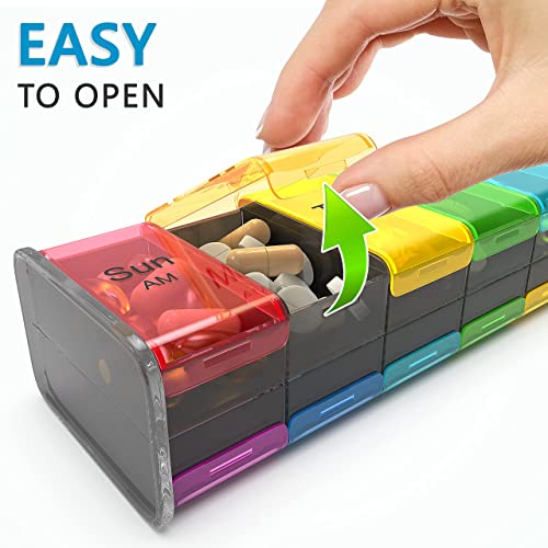 Extra Large Pill Organizer- XXL Pill Box 7 Day - Weekly Pill Organizer with AM PM Large Compartments Big Pill Case for Supplements Jumbo Pill Holder for Vitamins Huge Medicine Organizer 2 Times a Day