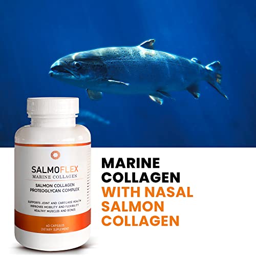 VITASEI Salmoflex Marine Collagen Peptides Pills W/Hyaluronic Acid, Vitamin C, D, E| Salmon Supplements -Hair, Skin, Nails | Multivitamin for Women & Men |Knee, Joint Relief -2 x 60 Capsules