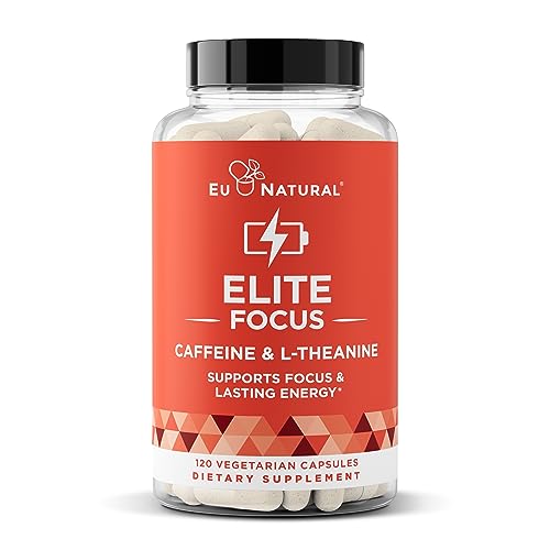 Elite Caffeine with L-Theanine – Jitter-Free Focused Energy Pills – Natural Nootropic Stack for Smart Cognitive Performance – 120 Soft Capsules