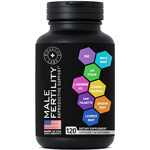 Fertility Supplements for Men - Advanced Fertility Blend for Men with Zinc, Maca, Ashwagandha, L-Arginine - Conception Fertility Prenatal Vitamins and Male Fertility Support Supplement - 120 Pills