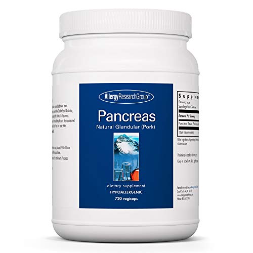 Allergy Research Group Pancreas Dietary Supplement - Digestive Support, Natural Glandur (Pork), Hypoallergenic, Vegetarian Capsules, Gluten Free - 720 Count