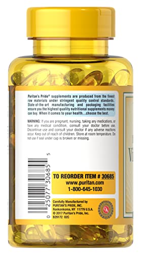 Puritan's Pride Vitamin D3 5,000 IU Bolsters Immunity for Immune System Support and Healthy Bones and Teeth Softgels, Packaging May Vary, Unflavored, 200 Count