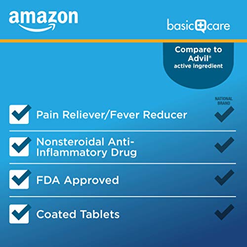 Amazon Basic Care Ibuprofen Tablets 200 mg, Pain Reliever/Fever Reducer, Body Aches, Headache, Arthritis Pain Relief and More, 500 Count