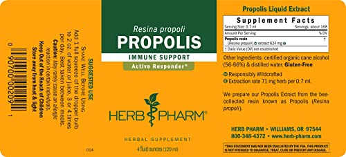 Herb Pharm Propolis Liquid Extract for Immune System Support - 4 Ounce