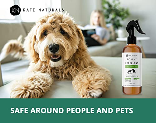 Rodent Repellent Spray with Peppermint Oil (16oz) by Kate Naturals. Formulated with Peppermint Oil to Repel Mice and Rats. Non-Toxic Peppermint Spray for Rodents, Raccoons, Ants Outdoor. Made in USA.