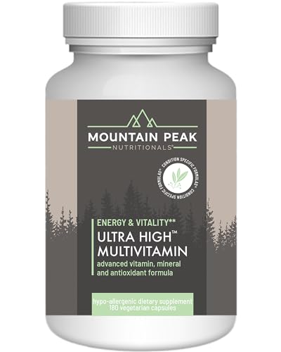 Mountain Peak Nutritionals Ultra High Multivitamin - Helps Support Well Being - Complete w/Vitamin A, Vitamin B12 & Probiotic Formula - Hypoallergenic Dietary Supplement (180 Vegetarian Capsules)