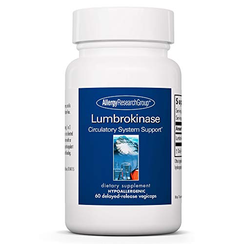 Allergy Research Group Lumbrokinase Dietary Supplement - Circulatory System Support, Supports Healthy Coagulation of Blood Within Normal Levels - 60 Delayed Release Vegetarian Capsules