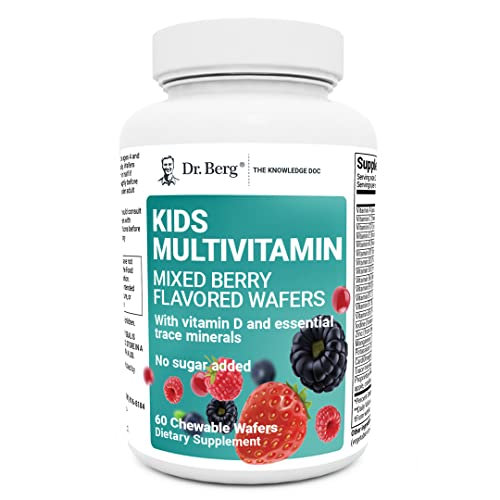 Dr. Berg Kids Chewable Multivitamins (NOT Sweetened w/Sugar) - Daily Multivitamin for Kids That Includes 20 Vital Nutrients & A Trace Mineral Complex - Mixed Berry Chewable Vitamins for Kids