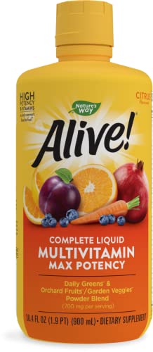 Nature's Way Alive! Max Potency Liquid Multivitamin with Antioxidants Beta Carotene, Vitamins C & E, and Food-Based Blends, Citrus Flavored, 30.4 Fl. Oz.