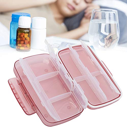 Pill Organizer, 8 Compartments Weekly Travel Portable Pill Box Small Detachable Compact Pill Container Pill Case for Pocket Purse Daily Medicine Vitamin Holder (Pink)