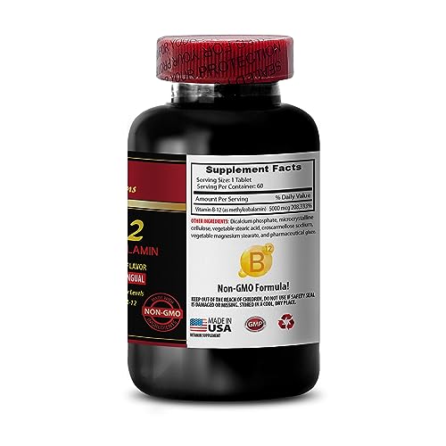 energy levels and mood - METHYLCOBALAMIN VITAMIN B-12 5000 - immune system vitamins for kids, methycobalamin organic, energy supplements, b12 vitamin pills, endurance & stamina - 3 Bottles 180 Tablets