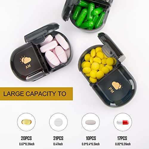 Travel Pill Organizer 2 Times a Day Travel Pill Box Case Weekly AM PM Pill Medicine Organizer 7 Day Small Day and Night Pill Organizer Twice a Day