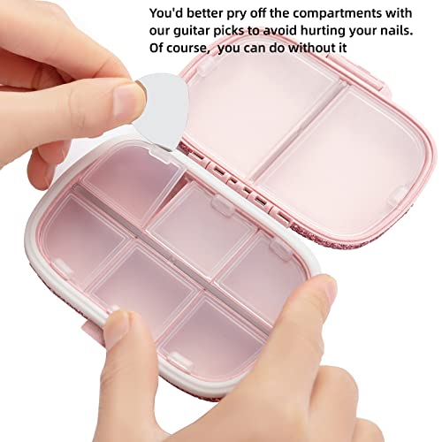 EveryBling Cute Pill Organizer Small Bling Pill Case for Purse Medicine Vitamin Container Holder Daily Pill Box Container for Women Travel Medicine Kit(Pink)