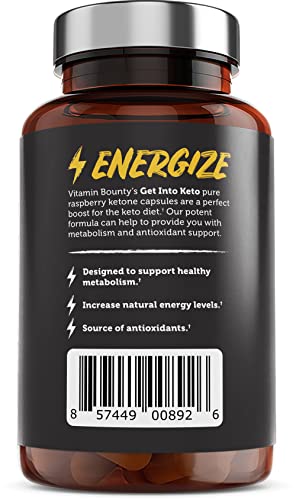 Vitamin Bounty Get Into Keto Pills - Premium Raspberry Ketones, Promotes Ketosis for Women and Men, Supports Keto Diet, Green Tea, Boosts Energy, Non-GMO - 60 Capsules
