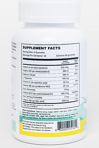 MEWD Teen and Kids Daily Multivitamin Gummy with Natural Mood Enhancer,Vegan,Immune System Booster Supplement,Kids Vitamin with Iron,Zinc,Gluten Free-Focus Vitamin for Kids-Brain Health-Made in USA