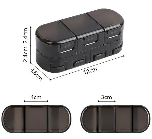 JIBIACB Travel Pill Organizer,Portable Pill Case 7 Compartments Medicine Vitamin Holder Detachable Pill Box for Pocket Purse Vitamin Fish Oil (1-Pack,Black)