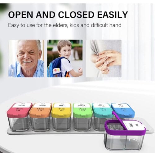 Large 7 Day Pill Organizer 2 Times a Day Pill Box Case Extra Large Am Pm Pill Container Holder Daily Medicine Organizer - Weekly Medication Vitamin Organizers