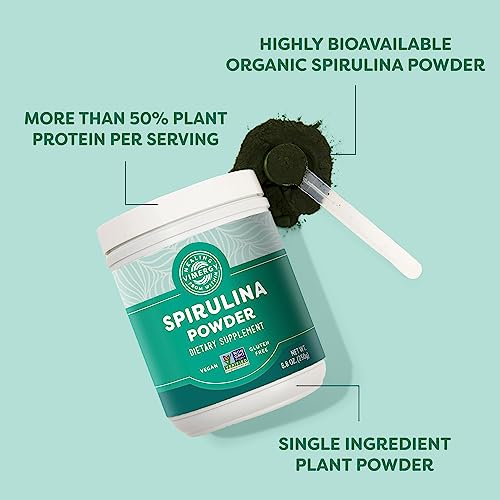 Vimergy Natural Spirulina Powder, 83 Servings – Super Greens Powder – Nutrient Dense Blue-Green Algae Superfood for Smoothies & Juices – Immune Support - Non-GMO, Gluten-Free, Vegan & Paleo (250g)