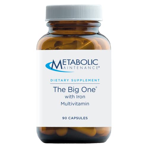 Metabolic Maintenance The Big One with Iron - Vitamin A, Vitamin B, Folate Daily Multivitamin - Contains Trace Minerals + Iron in Bioavailable Forms (90 Capsules)