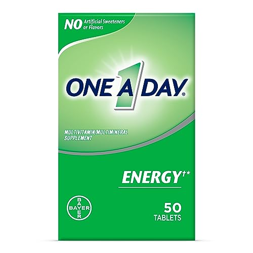 One A Day Energy Multivitamin, Supplement with Vitamin A, Vitamin C, Vitamin D, Vitamin E and Zinc for Immune Health Support*, Caffeine, Biotin, B6, B12 & more, Tablet 50 count