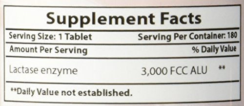 Best Naturals Fast Acting Lactase Enzyme Tablet, 3000 Fcc Alu, 180 Count (859375002900)