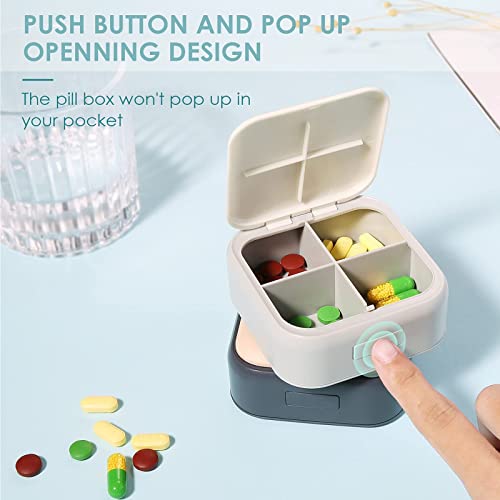 Small Pill Case, Cute Pill Box - Acedada Travel Daily Pill Organizer, Portable Pretty Pill Container for Purse Pocket, Compact Medicine Holder for Vitamins, Fish Oils, Supplements, White