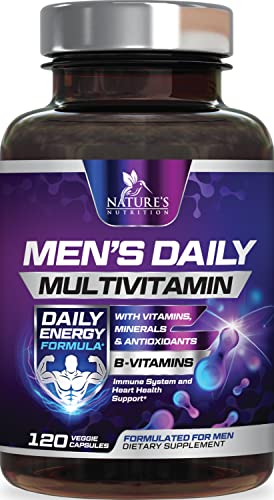 Nature's Daily Multivitamin for Men - Mens Multivitamins Supplement, with Vitamin A, B12, C, & D, Daily Nutritional Support, Multivitamin Supplement, Non-GMO Vitamins for Men, 60 Day Supply, 120 Count