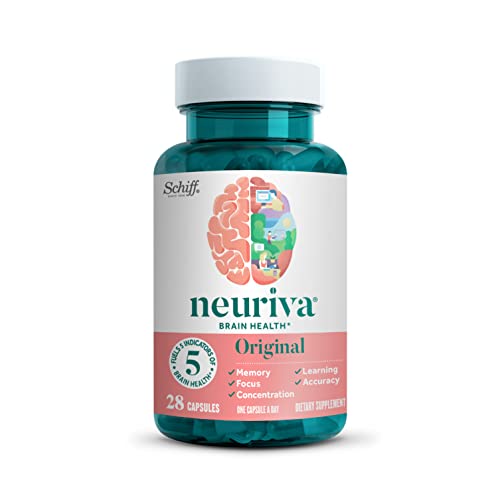 NEURIVA Original Decaffeinated Clinically Tested Nootropic Brain Supplement for Memory, Focus & Concentration, NeuroFactor & Phosphatidylserine, 28ct Capsules