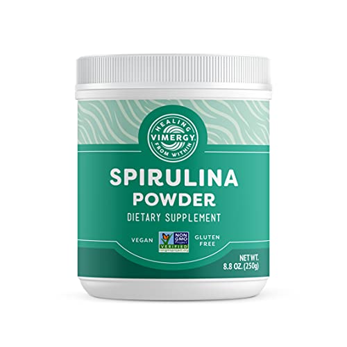 Vimergy Natural Spirulina Powder, 83 Servings – Super Greens Powder – Nutrient Dense Blue-Green Algae Superfood for Smoothies & Juices – Immune Support - Non-GMO, Gluten-Free, Vegan & Paleo (250g)