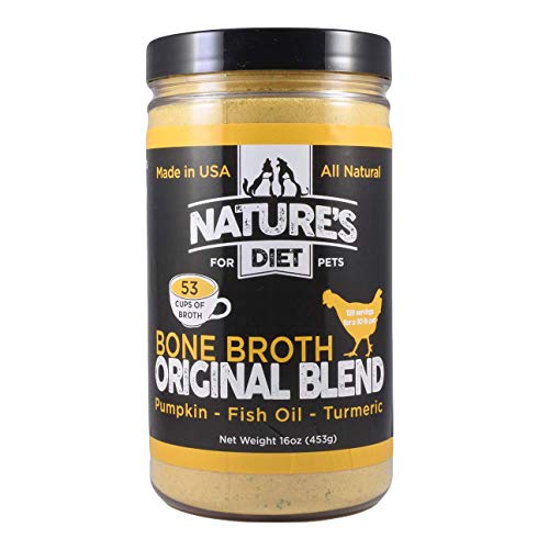 Nature's Diet Pet Bone Broth Protein Powder with Pumpkin, Fish Oil and Turmeric (Chicken, 16 oz = 159 Servings)