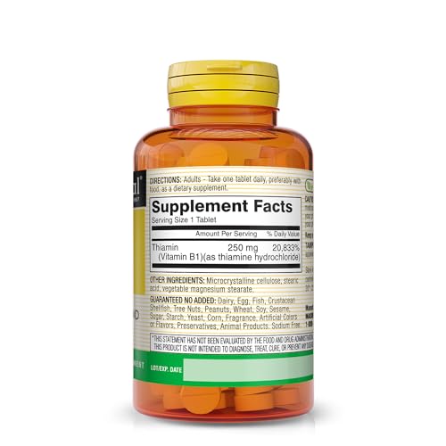 MASON NATURAL Vitamin B1 (Thiamin) 250 mg - Healthy Conversion of Food into Energy, Supports Nerve and Immune Health, 100 Tablets (Pack of 3)