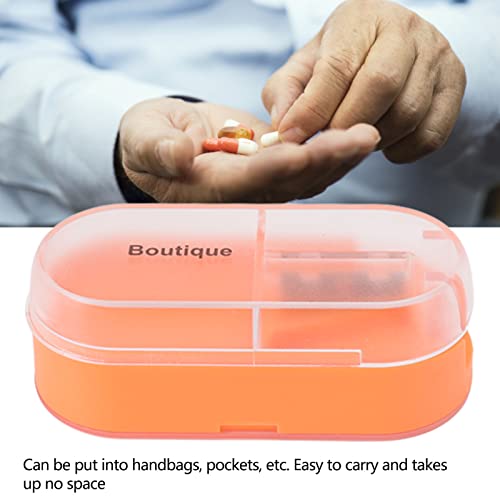 Vakitar Pill Cutter and Splitter with Storage Function Portable Pocket Medicine Storage Box can Cut Pills Vitamin Pills Travel Size (Orange)