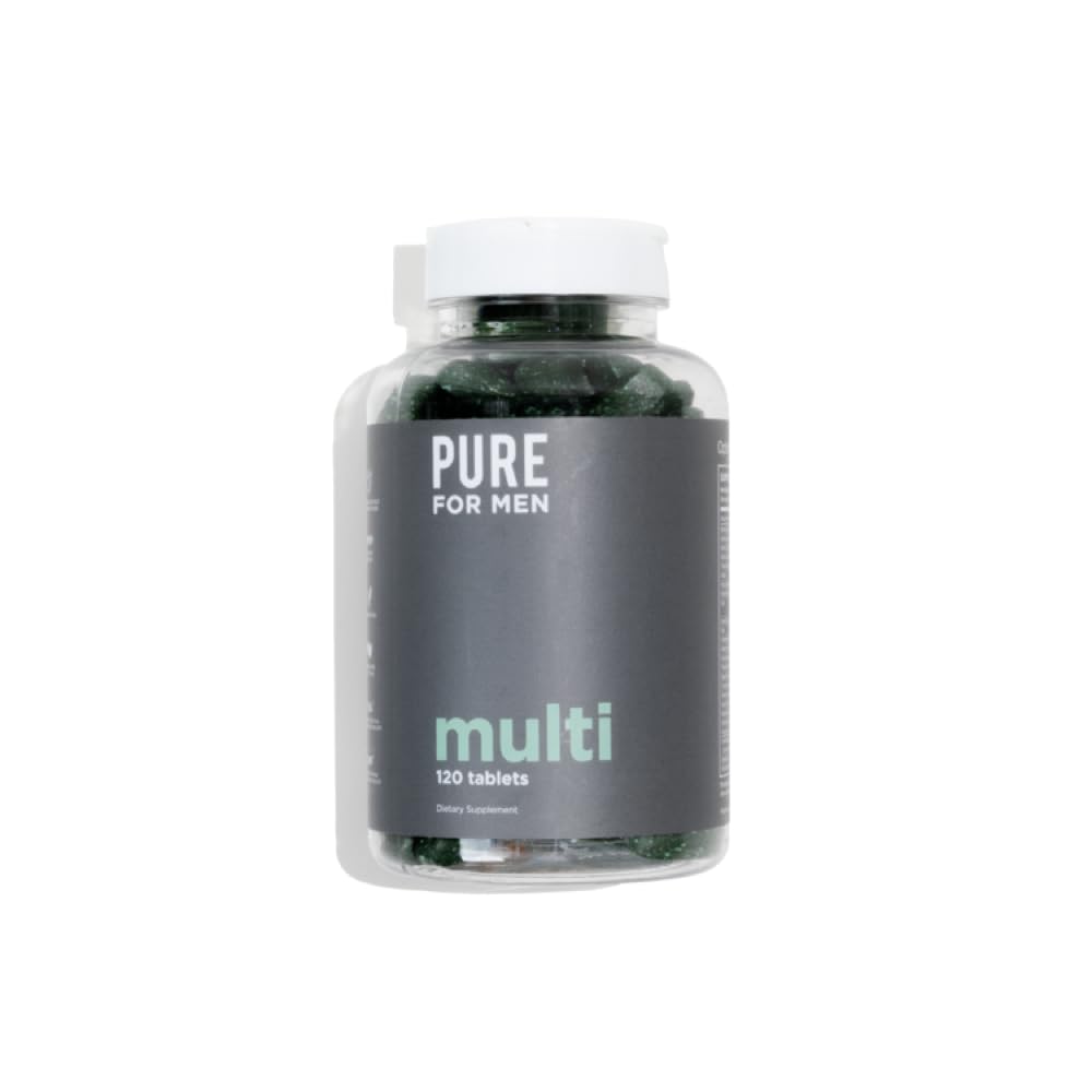 Pure for Men Multivitamin Supplement | Energy, Mood Support, Strong Bones, Antioxidants, Minerals | Vitamins A, B, C, D, Magnesium, Calcium | 42 Fruit & Vegetable Proprietary Blend | 120 Vegan Tablets