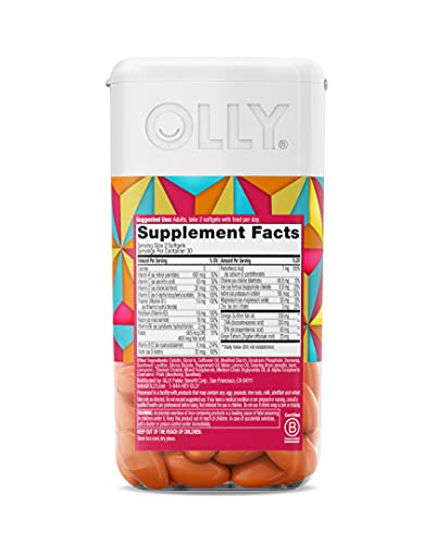 OLLY Ultra Strength Prenatal Multivitamin Softgels, Supports Healthy Growth, Brain Development, Iron, Folic Acid, DHA, Vitamins C, E, 30 Day Supply-60 Count (Packaging May Vary)