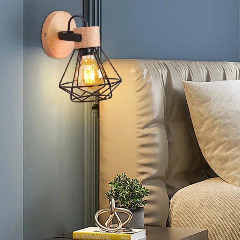 Chic Retro-Modern Iron & Wood Wall Sconce